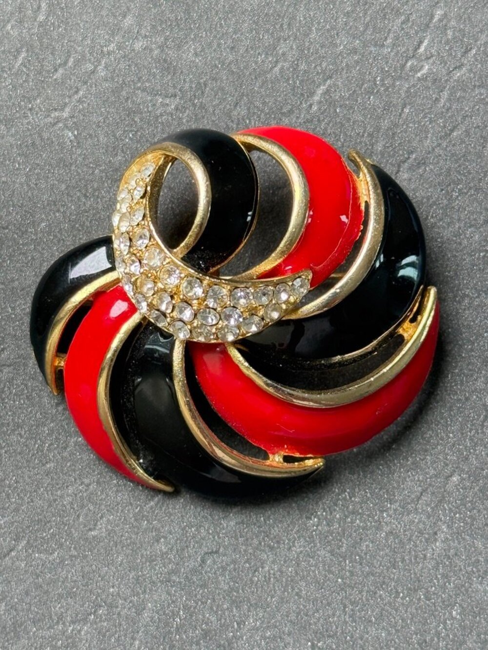 VINTAGE Glossy Swirl Brooch Retro MCM